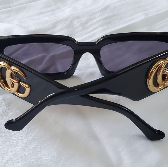 Gucci GG1425S 001 Sunglasses Black Grey Rectangle Unisex GG 1425S - Picture 8 of 11